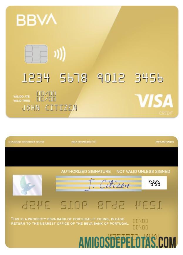 Portugal BBVA Bank Visa Gold Card download for verification